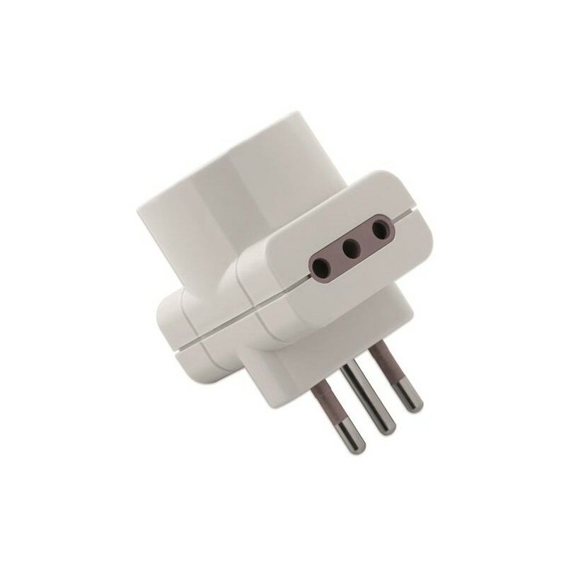 

Adaptador Triple Toma Schuko + 10A P11 - Enchufe 10A S11 Blanco