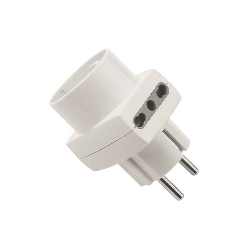 

Adaptador Triple Toma Schuko + 16A Doble Paso P17/11 - Enchufe Schuko Blanco