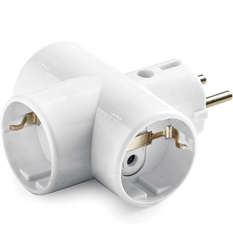 

Adaptador triple Schuko TT 16A Blanco