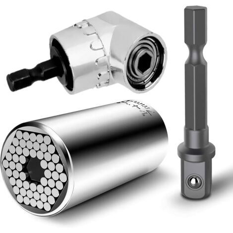 Adaptador universal de llave de carraca de 7 mm a 19 mm para taladro eléctrico y destornillador con extensión de ángulo recto de 105 grados