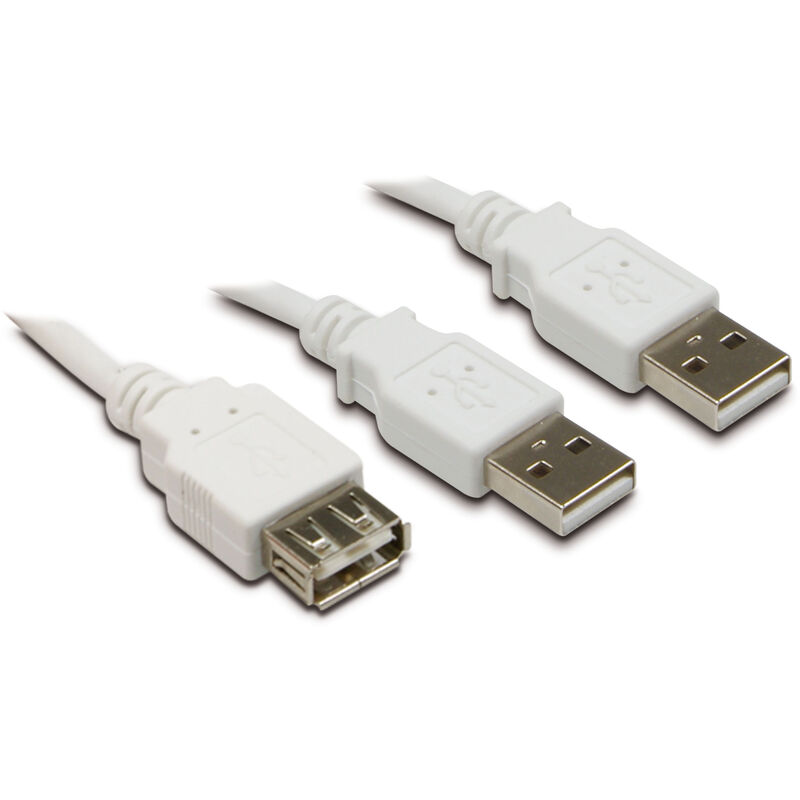 

495218 - Adaptador USB 2.0 en Y 2A / A - 2 machos / 1 hembra, blanco - Metronic