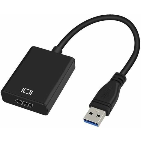 Adaptador USB 3.0 a HDMI, convertidor USB 3.0/2.0 a HDMI 1080P Full HD (macho a hembra) con audio para computadora portátil Proyector HDTV Compatible con Windows XP 7/8/8.1/10
