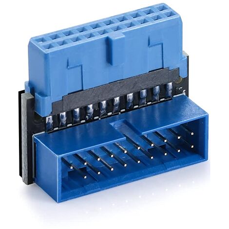Adaptador USB 3.0 acodado angulo abajo 20 pines  Azul