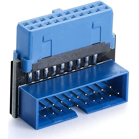 Adaptador USB 3.0 acodado angulo arriba 20 pines  Azul