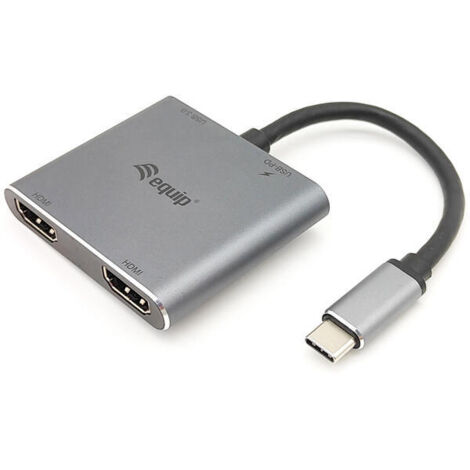 ADAPTADOR USB-C 4IN1  2 X HDMI 4K HUB USB-C CARGA  USB 3.0