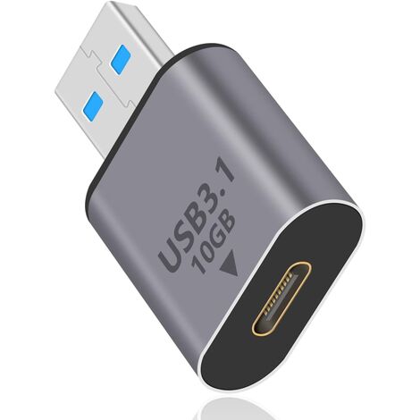 Adaptador USB C Hembra a USB Macho Aluminio 3.1  Plateado