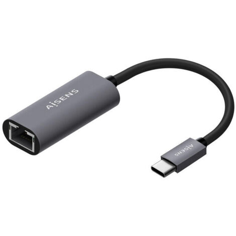 Adaptador USB Tipo-C Aisens A109-0709/ USB Tipo-C Macho - RJ45 Hembra/ 15cm/ Gris