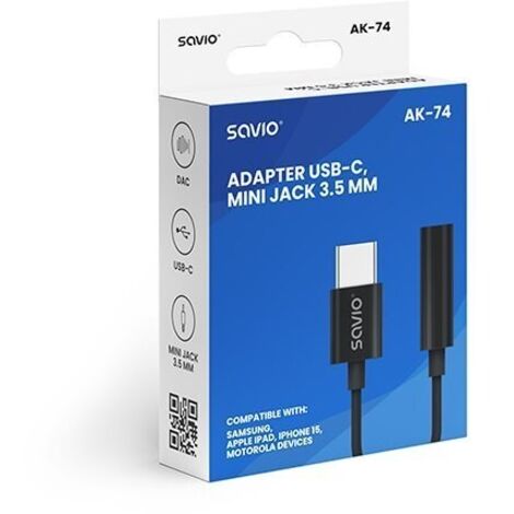 ADAPTADOR USB(C) - JACK 3.5 MM SAVIO AK-74