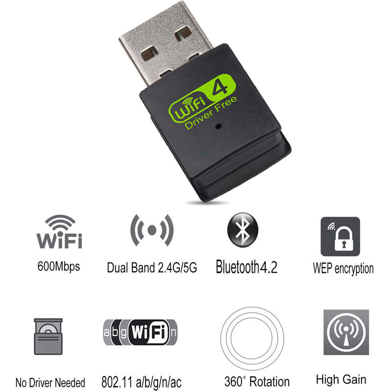 

Adaptador WiFi USB sin conductor 300Mbps Receptor inalámbrico Bluetooth Adaptador de dongle externo para PC Ordenador portátil