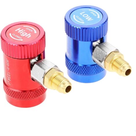 Adaptadores de acoplamiento rápido R1234yf, ajuste regulable para compresor de aire acondicionado automático de coche, kit de conector de refrigerante de alta/baja presión, puerto macho, 1/4", ajuste 