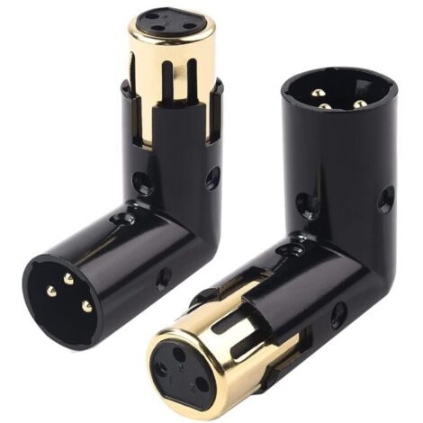 adaptadores de audio ajustables, conector macho a XLR, adaptador de ángulo recto de 3 pines, color negro (adaptador de 90 grados)