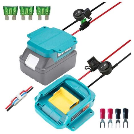 Adaptadores de batería compatibles con Makita Power Wheels 18V BL1850, BL1840 y BL1830. Convertidor de potencia de batería con fusible, interruptor y cable calibre 14.