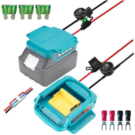 Adaptadores de batería compatibles con Makita Power Wheels 18V BL1850, BL1840 y BL1830. Convertidor de potencia de batería con fusible, interruptor y cable calibre 14.