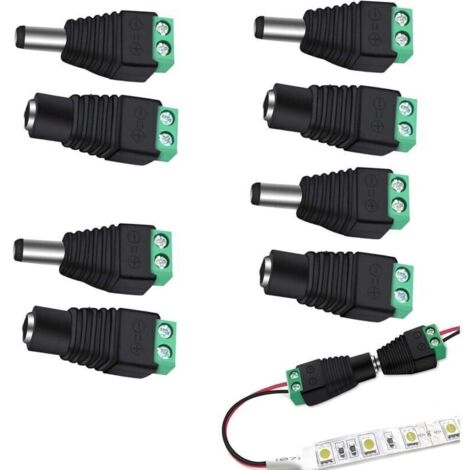 Adaptadores de CC de 12 V – Paquete de 4 pares de conectores de alimentación macho/hembra de 5,5 x 2,1 mm para cámaras de CCTV