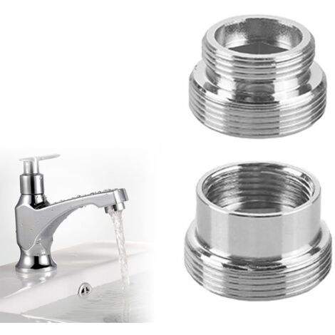 Adaptadores de grifo de metal plateado de 2 piezas, adaptador de grifo de 16 mm a 22 mm / 22 mm a 16 mm, adaptadores de rosca de conector de aireador de grifo para grifo de cocina y baño
