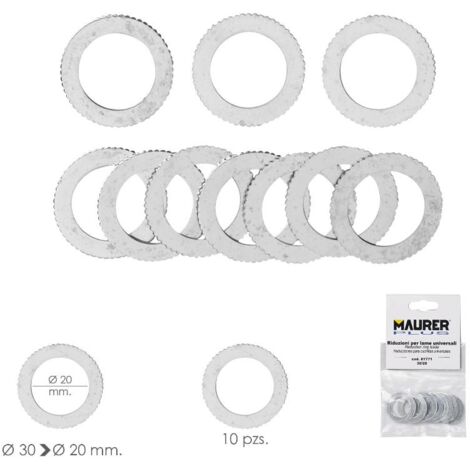 adaptadores / reductores disco corte madera ø 30 a ø 20 mm. (bolsa 10 piezas)