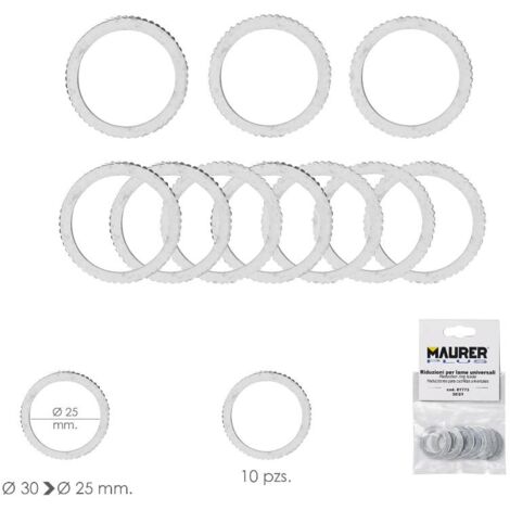 adaptadores / reductores disco corte madera ø 30 a ø 25 mm. (bolsa 10 piezas)