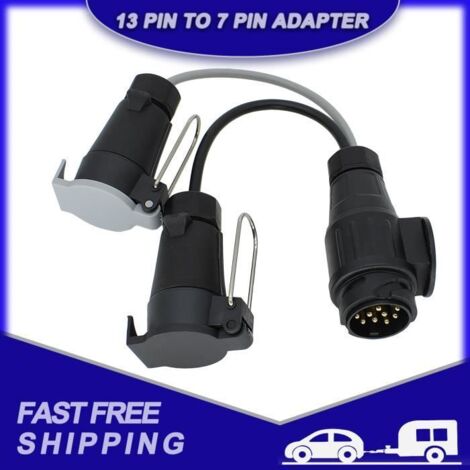 Adaptateur 13 broches - MARQUE - Rallonge remorque - 40cm - 12V - Noir