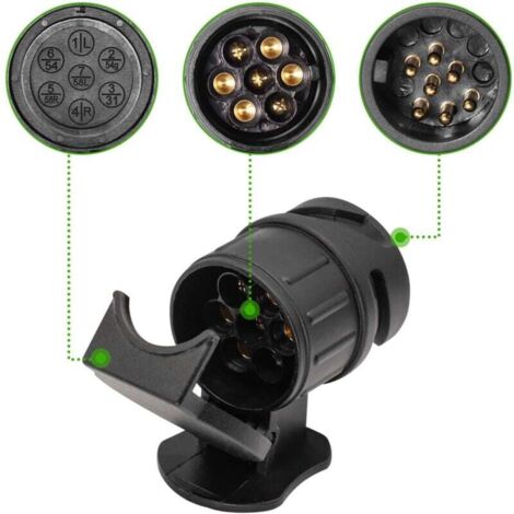 Adaptateur 13 Broches vers 7 Broches pour Remorque Prise 13 Broches pour Remorque de Voiture-Tracteur-Caravane-Porte-Vélo