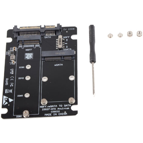 Adaptateur 2 en 1 pour SSD M.2 NGFF et MSATA vers SATA 3.0 - Carte de Conversion Disque Dur