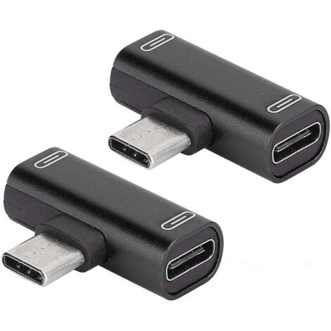Adaptateur 2 pièces, chargeur audio Type-C répartiteur USB-C en aluminium, convertisseur 2 en 1 de charge/appel/télécommande/musique, pour Letv 2G/3G (noir)