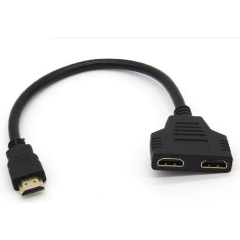 Adaptateur 2 ports Cable HDMI pour Console NINTENDO SWITCH Television TV Gold 3D FULL HD 4K Ecran 1080p Rallonge