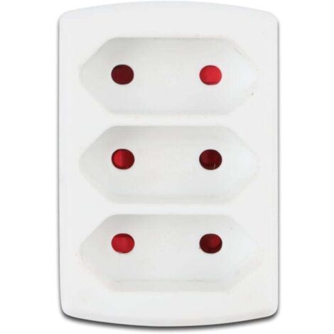 Adaptateur 3 Voies 10 A, Couleur Blanche, idéal pour connecter Plusieurs appareils électriques dans Les Maisons et Les Bureaux.