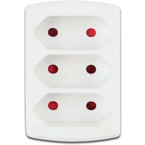 Adaptateur 3 Voies 10 A, Couleur Blanche, idéal pour connecter Plusieurs appareils électriques dans Les Maisons et Les Bureaux.