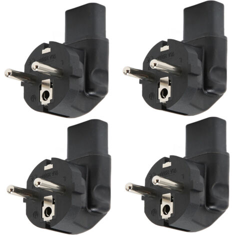 Adaptateur 4 broches EU 4.8mm vers IEC C13 à 90° pour chargeur PC portable, 100‑250V
