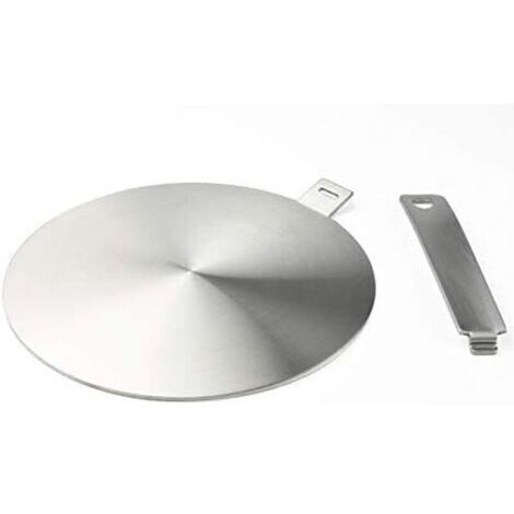 Adaptateur à induction, disque convertisseur pour plaque de cuisson à induction, plaque de diffusion de chaleur avec poignée et base séparables 20 cm, Aluminium
