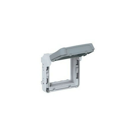 Adaptateur à volet fumé Plexo composable IP55 pour fonction Mosaic 2 modules gris et blanc (069579)