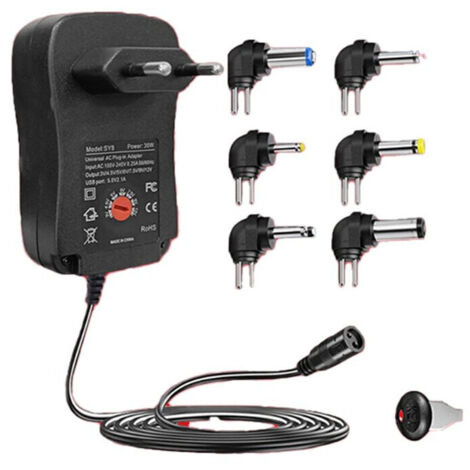 Adaptateur AC réglable 4.5V/5V/6V/7.5V/9V/12V 2A/2.5A chargeur USB universel avec interrupteur prise EU