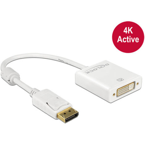 Adaptateur actif DeLOCK premium DisplayPort vers DVI - DP1.2 (1920 x 1200) / blanc - 0,20 mètres