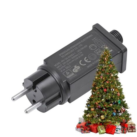 Adaptateur Alimentation pour Guirlandes Lumineuses - Bloc Alimentation 12V Fiche EU Pour Guirlandes Lumineuses,Transformateur Étanche IP44 pour Décora