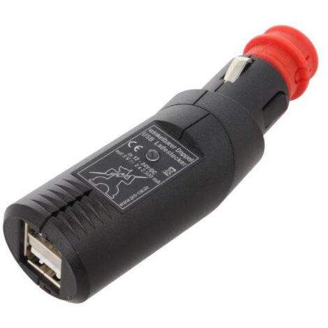 Adaptateur Allume-cigare 2xUSB - 5A - Coude - Noir