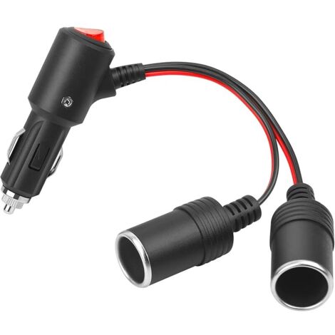 Adaptateur allume-cigare pour voiture 12 V/24 V avec interrupteur, convient pour une utilisation dans les véhicules, caravanes, bateaux, etc.