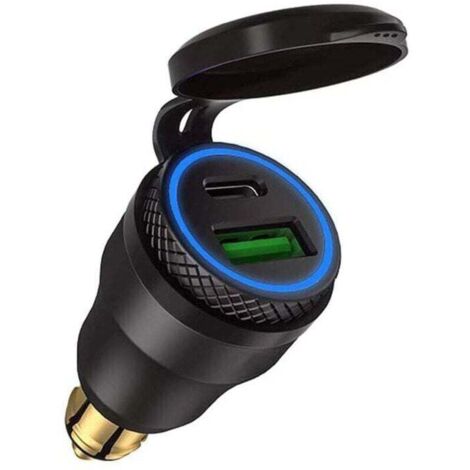Adaptateur allume - cigare USB pour moto - , XU,double prise USB Black Case Blue Light pour moto BMW - KZQ