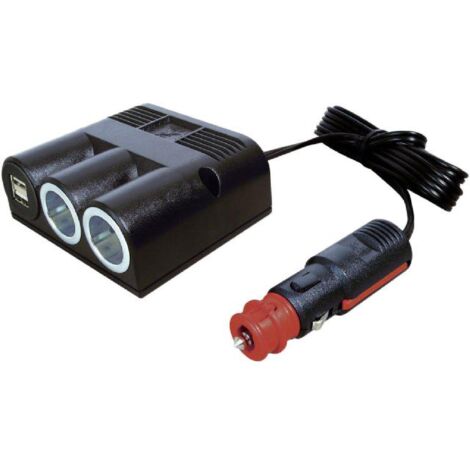 Adaptateur Allume-cigares - 1M2F+2xUSB F - 5V2x2.5A