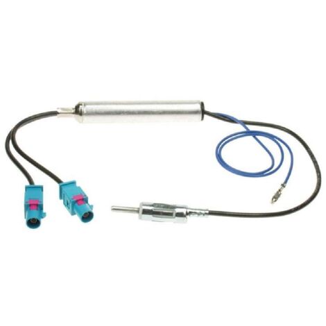 Adaptateur Antenne SA2FD 2xFakra M DIN M Amplifie compatible avec Audi Opel Seat VW