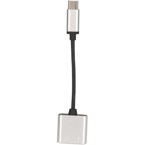 Adaptateur Audio 2 en 1 USB-C vers Jack 3.5mm avec Port de Charge - Mini Convertisseur pour Écouteurs Portable Argenté