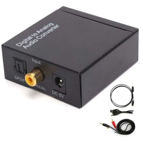 Adaptateur audio 3,5 mm Convertisseur coaxial optique numérique vers analogique RCA L R pour la commutation audio professionnelle à domicile (câble USB hôte, câble optique, câble audio)