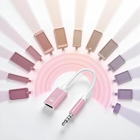 Adaptateur audio 3,5 mm mâle vers USB-C femelle, câble auxiliaire rose, compatible MP3/CD/smartphones