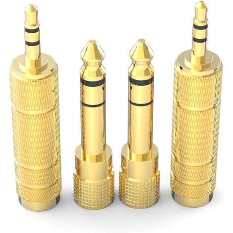 Adaptateur audio auxiliaire jack 6,35 mm vers jack 3,5 mm avec contacts plaqués or