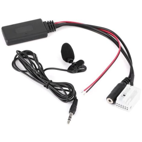 Adaptateur audio Bluetooth Câble Audio Bluetooth 12 Broches Adaptateur AUX de Voiture Connecteur avec Microphone Adapté
