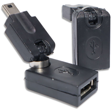 Adaptateur audio de voiture mini USB 5 broches mâle vers USB femelle à 360 degrés pour MP3 et clé USB externe