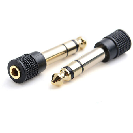 Adaptateur audio en cuivre plaqué or, femelle 6,5 mm vers 3,5 mm vers mâle 6,35 mm, petite vers grande prise.