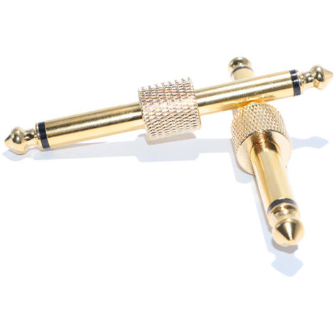 Adaptateur audio mono 6,5 mm mâle-mâle double cœur en cuivre pur plaqué or pour clavier électronique, avec connecteurs 6,35 mm et 2 conducteurs 3,5 mm.