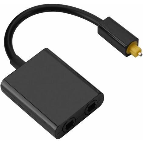 Adaptateur audio numérique à fibre optique vers câble audio 1 en 2 à deux  ports pour connexion audio numérique avec lecteur CD DVD (noir)