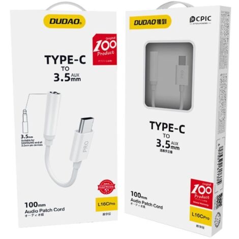 Adaptateur audio pour casque USB-C vers mini-jack 3,5 mm blanc