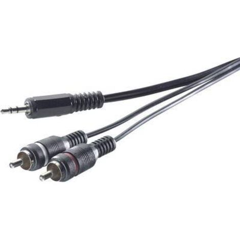 Adaptateur audio SpeaKa Professional SP-1300904 [2x Cinch-RCA mâle - 1x Jack mâle 3.5 mm] 5.00 m gris Y53558